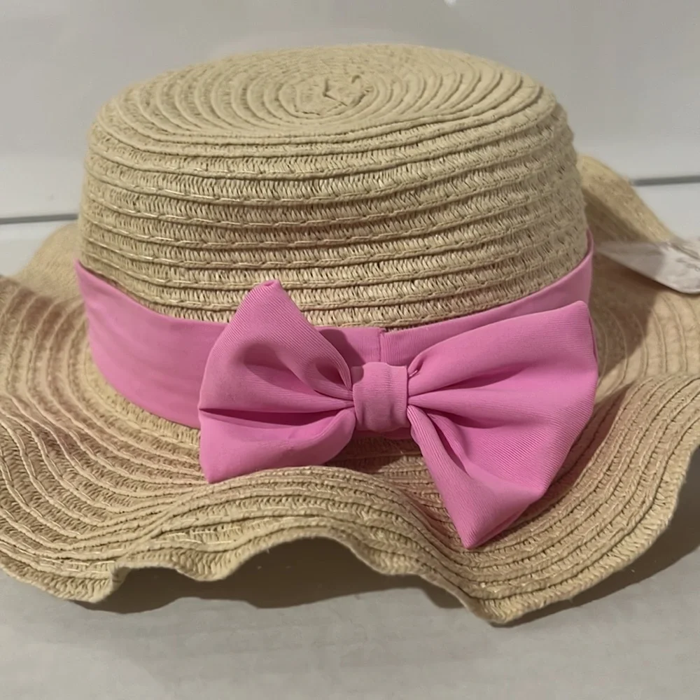 NEW Tommy Bahama Girl’s Woven Sun Hat with Bow Embellishment - Kids Sun Hat